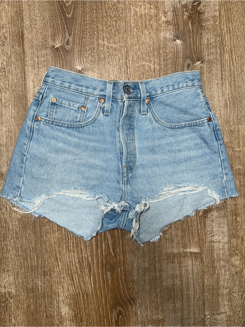 Light Blue Distressed Denim Shorts - Levi’s
